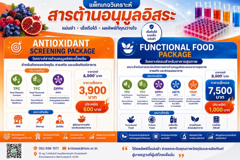 แผ่นข้อมูลบริการ Antioxidant package — สิทธิประโยชน์สำหรับลูกค้า Future Food
